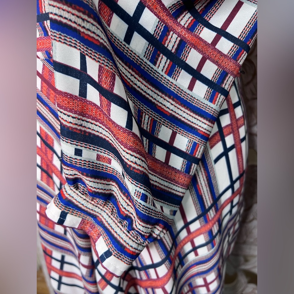 EUC Cremieux Long Sleeved Flowy Collard Shirt Dress-Multicolor Sz 14 - Picture 3 of 5